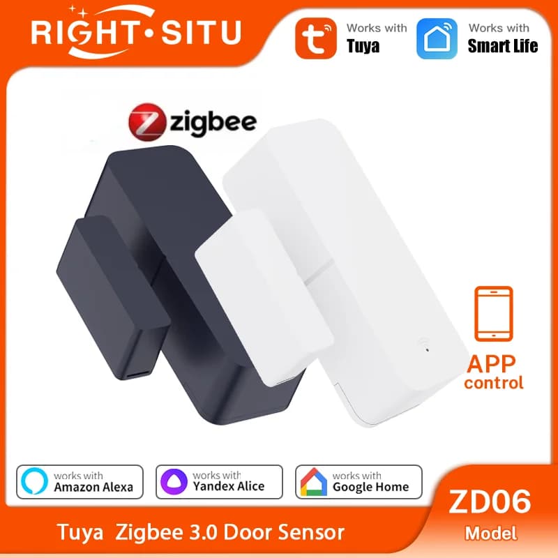 Tuya Zigbee 3.0 Sensore per porte e finestre Sensore di contatto con SmartLife Alexa Yandex Zigbee2Mqtt ZHA