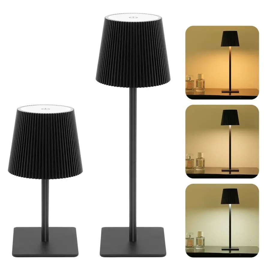 2-piece wireless table lamp, 6000 mAh rechargeable battery desk lamp, two adjustable heights, waterproof, touch control amplifier