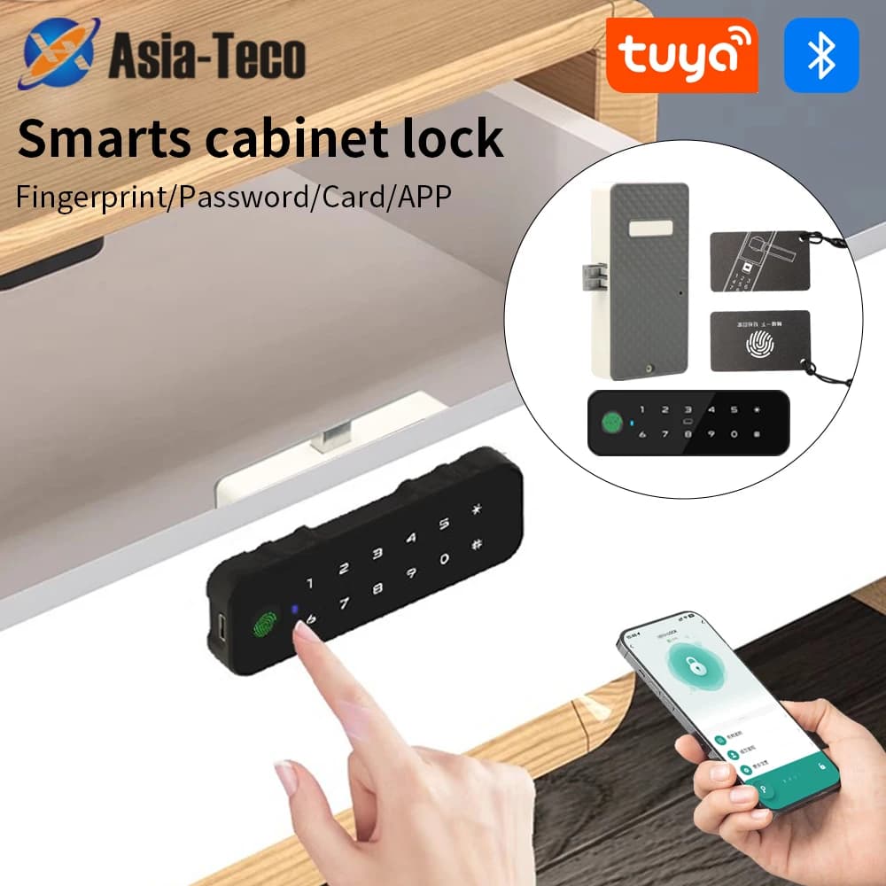 Tuya Bluetooth Smart Armadietto in legno Blocco impronte digitali App Controllo remoto Monitor Scheda senza chiave Sblocco Porta Armadietto Cassetto per mobili