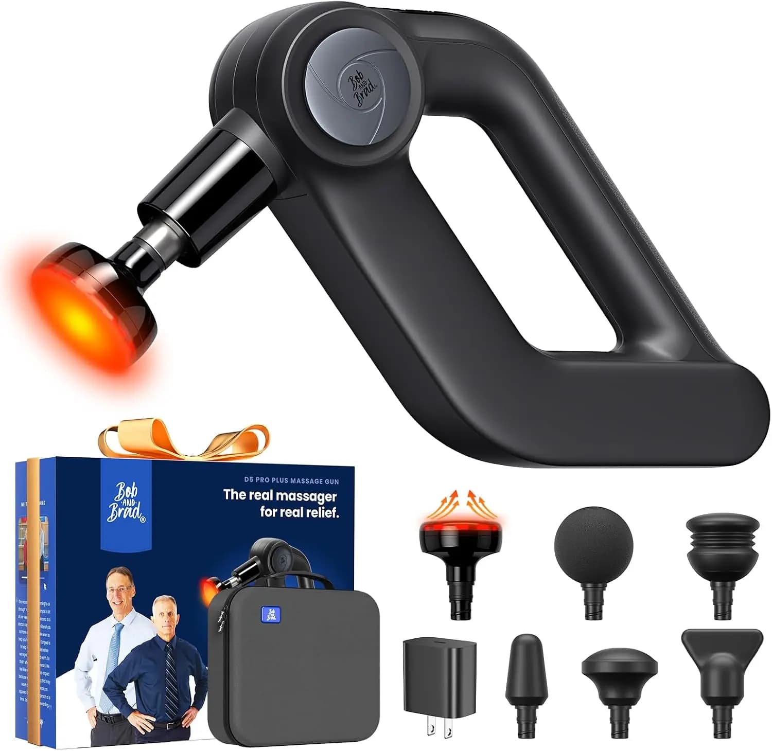 Deep Tissue Massage Gun with Heat, 13mm Amplitude, 55lbs Stall Force, FSA-HSA Eligible, 6 Attachments, 2-Year Warranty