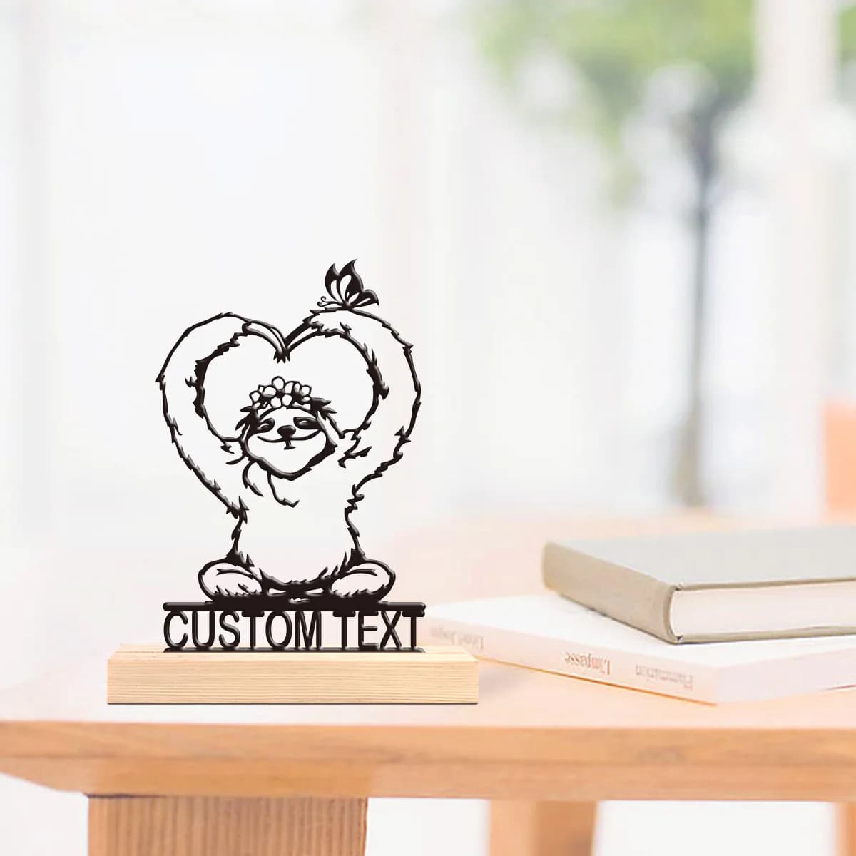 1pc Customizable Metal Desktop Ornaments Custom Content Equipped with A Wooden Base Bar Decoration, Holiday Gifts