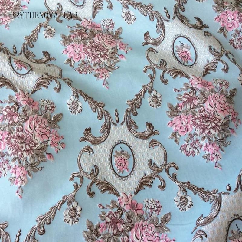 Elegant Palace Style Jacquard Woven Damask Flower Emboss Garments Curtain Upholstery Fabric