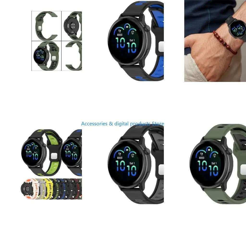 77JD Flexible Quick Release Silicone Watch Band Double Color Watch Belt for 3/3 music Smartwatch Replace Accessory