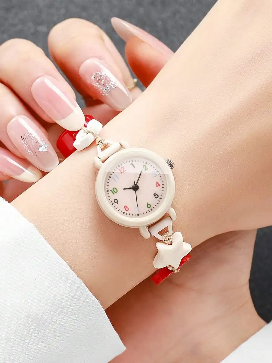 1pc/Set Cute & Minimalist Star Decor Quartz Wrist Watch, Women/Student Gift (Watch Not Included)