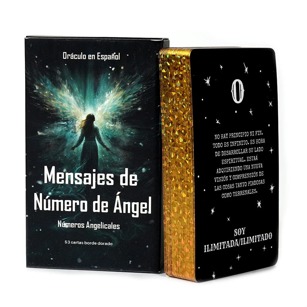 Messaggi con numeri d'angelo Mazzo di carte Oracle Mazzo di messaggi con numeri d'angelo Affermazione Mazzo Oracle, 53 carte Bordo dorato