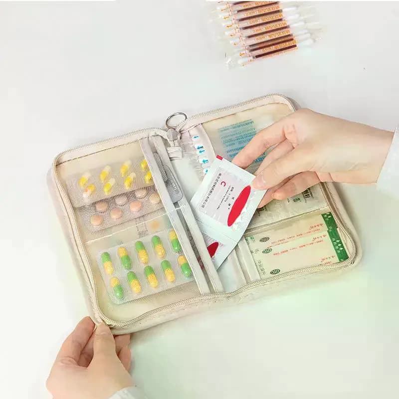 /YOV/Foldable Pouch Pill Organizer With Zipper Sort First Aid Kit Outdoor Travel Storage Bag Small Items Holder Gift Portable