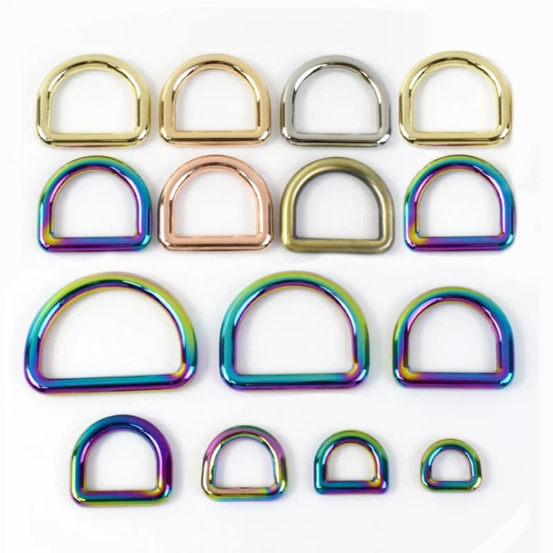 10-20Pcs 10-38mm Metal D Ring Buckles Multi-Finish Strap Loops for Handbags Dog Collars Belts Backpacks Webbing Leather Repair