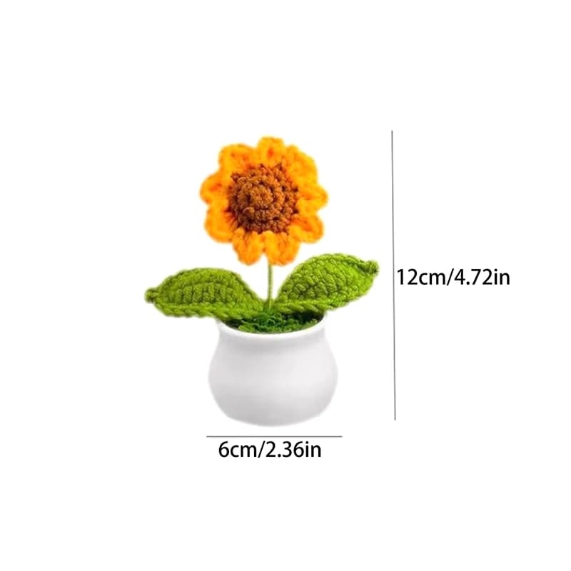 Nuovi fiori all'uncinetto, girasoli artificiali in vaso, piante tessute a mano, regalo di nozze per gli ospiti, decorazione con girasoli, decorazione per la stanza