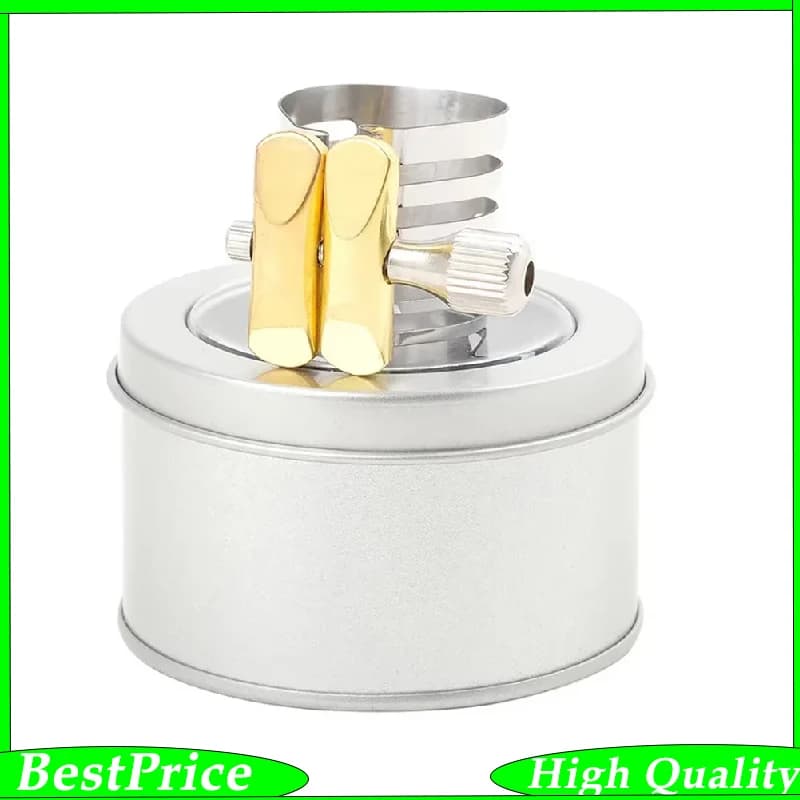 Saxophone Mouthpiece Single Screw Fastening Clip Stainless Steel Saxophone Headjoint-iron Box Set for Soprano/Alto/Tenor