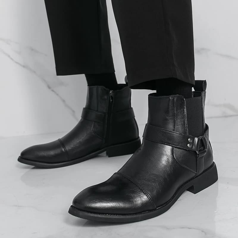 Nuove scarpe casual alte in pelle da uomo in vera pelle scarpe da uomo traspiranti stivali da uomo d'affari stivali Chelsea da uomo