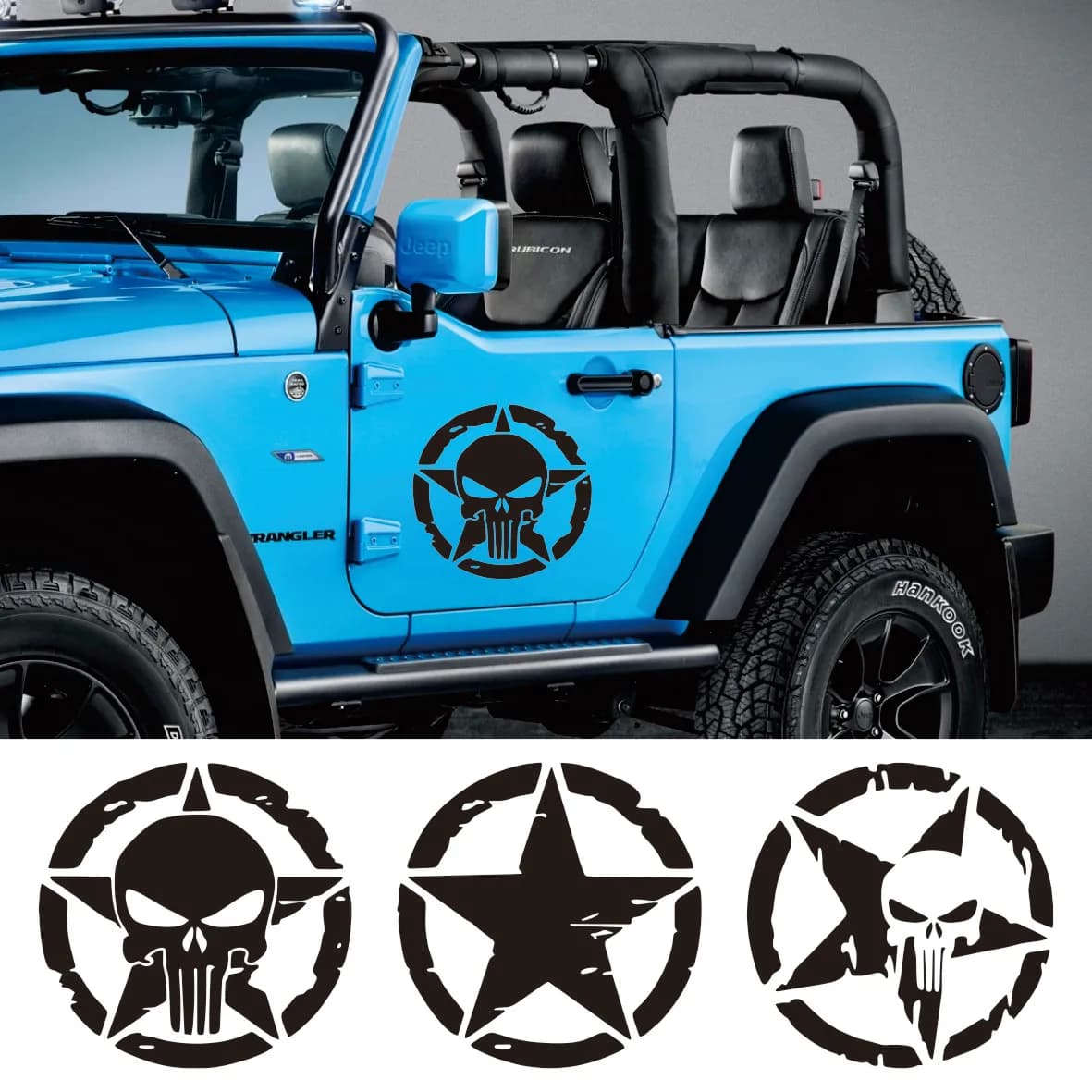 Army Star Vinyl Stickers, Decor Decals for JEEP Wrangler & All 4x4 Off-road Vehicles