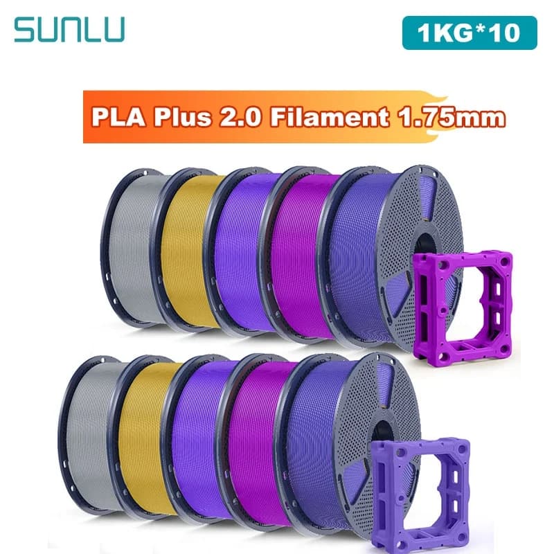 SUNLU 10KG PLA Plus 2.0 3D Printer Filament 1.75 mm 1000 g (2.2 pounds) Prewashed Filament without knots Suitable for most FDM printers