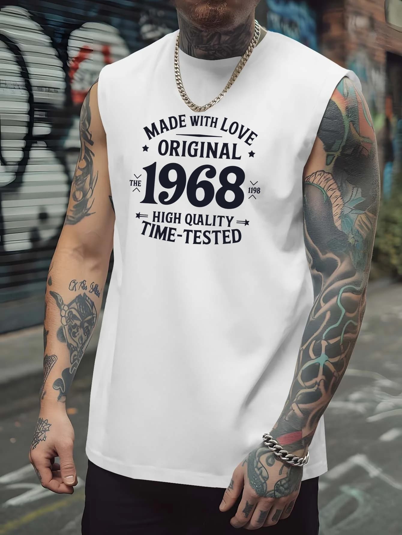 Men's wide sports vest, breathable and quick drying summer t-shirt for basketball and fitness, printed vest