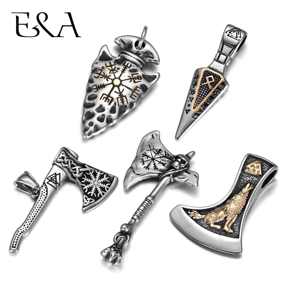 Ciondolo vichingo norvegese in acciaio inossidabile 316L Rune Hammer Ascia Freccia per collana da uomo Accessori fai da te Trovare gioielli che creano fascino