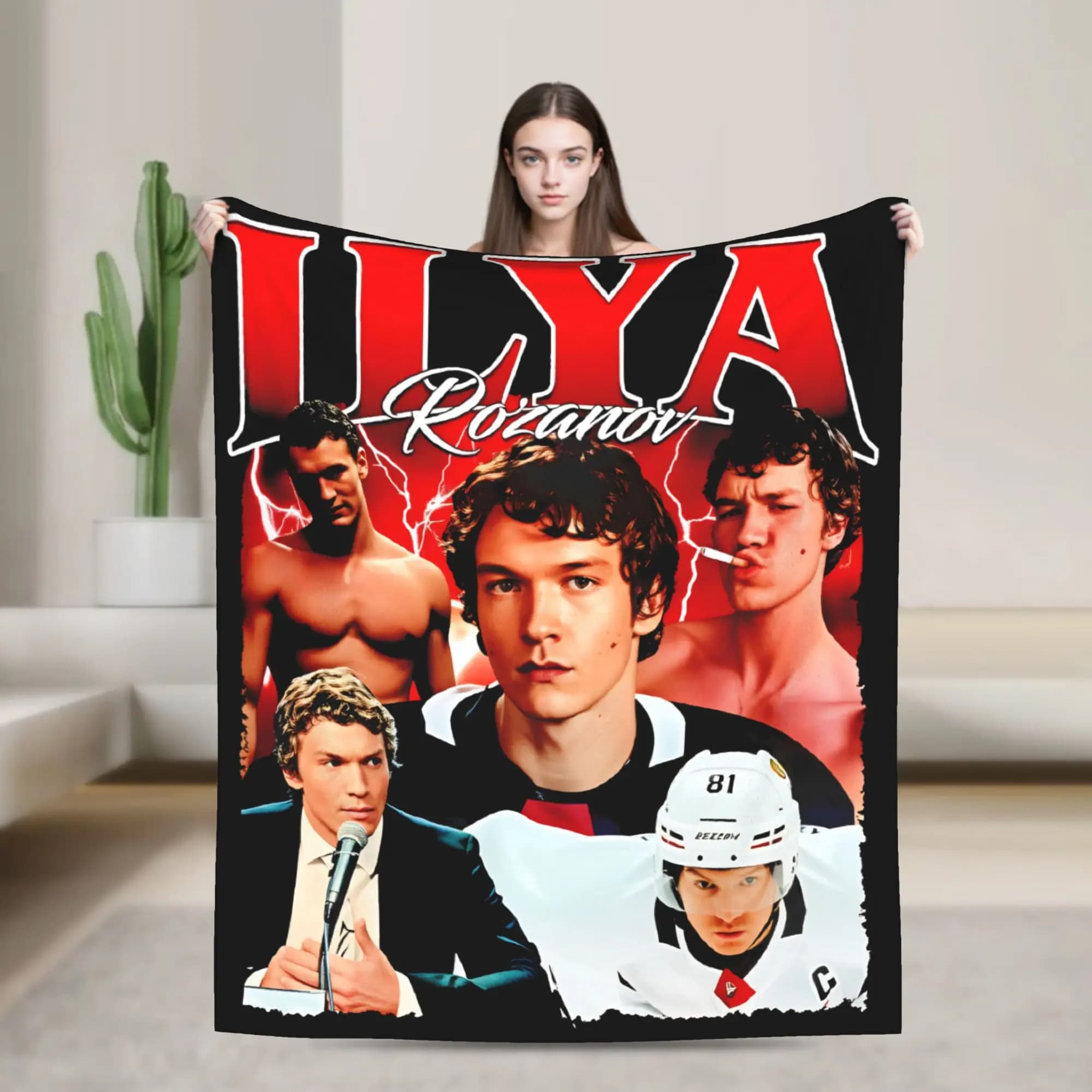 Ilya Rozanov Coperte lavorate a maglia Coral Fleece Peluche riscaldato Rivalry Hockey Coperta ultra morbida per copriletto da viaggio in aereo