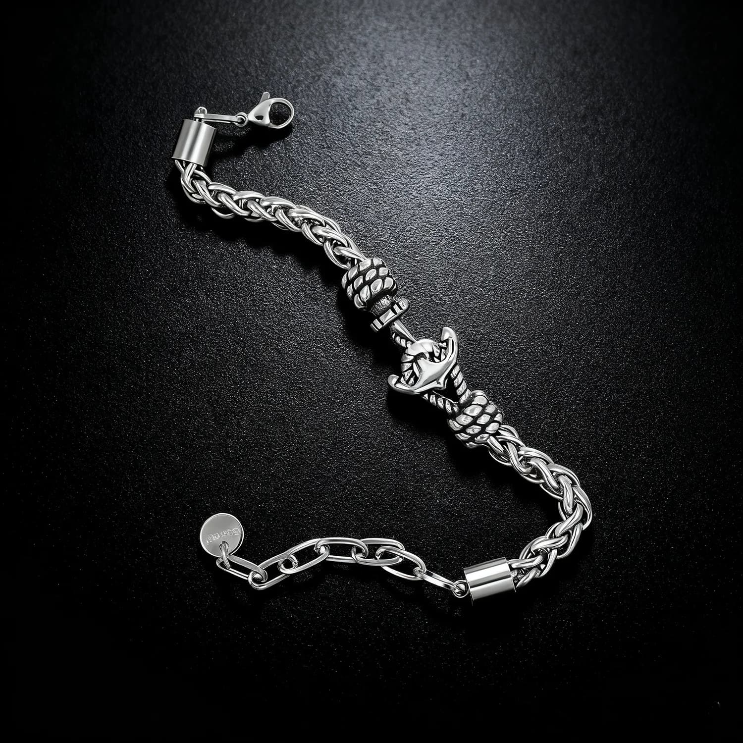 Bracciale in acciaio inossidabile con ancoraggio nautico unisex per uomo donna cinturino a catena regolabile durevole resistente all'appannamento stile marino