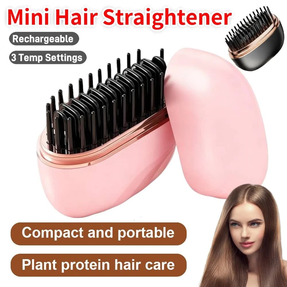 Pettine per capelli lisci ricaricabile agli ioni negativi Mini piastra per capelli portatile soffice per capelli lisci per la casa