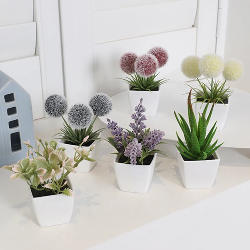 1SET (6PC) Mini pianta artificiale bonsai, casa, ufficio, ristorante, negozio, desktop, decorazione per mensola da bancone