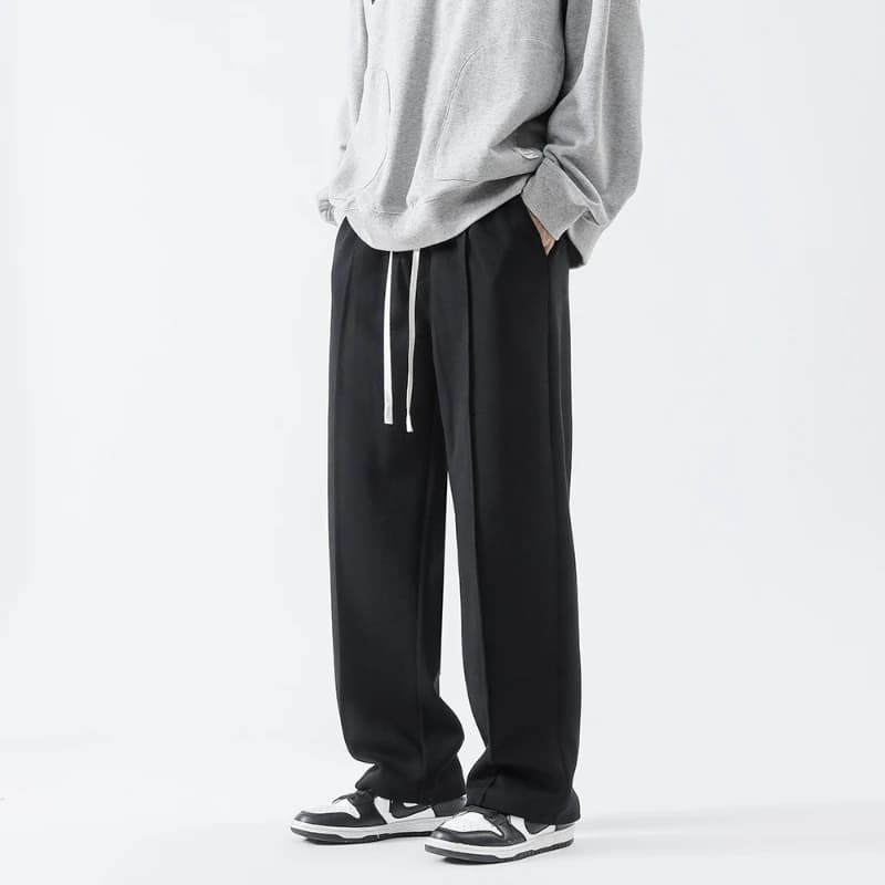 Nuovo autunno e inverno moda uomo Patchwork elastico in vita tasca con coulisse tinta unita mocio da pavimento pantaloni Casual dritti larghi