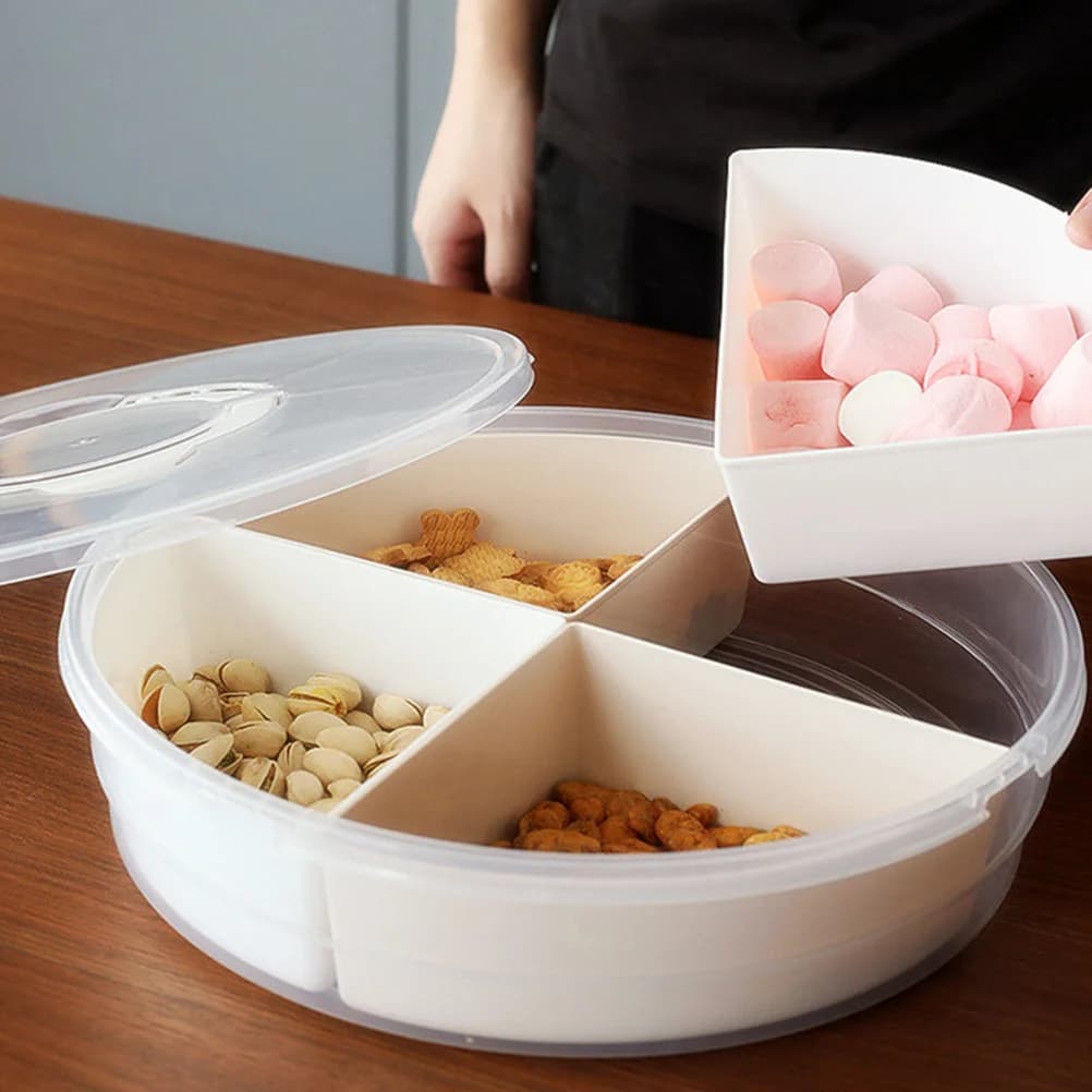 Vassoio per Snack e Frutta con Design Multi-Griglia, Materiale Plastico Premium per Caramelle, Frutta Secca, Noci, Uso per Feste, Casa, Ufficio, Picnic