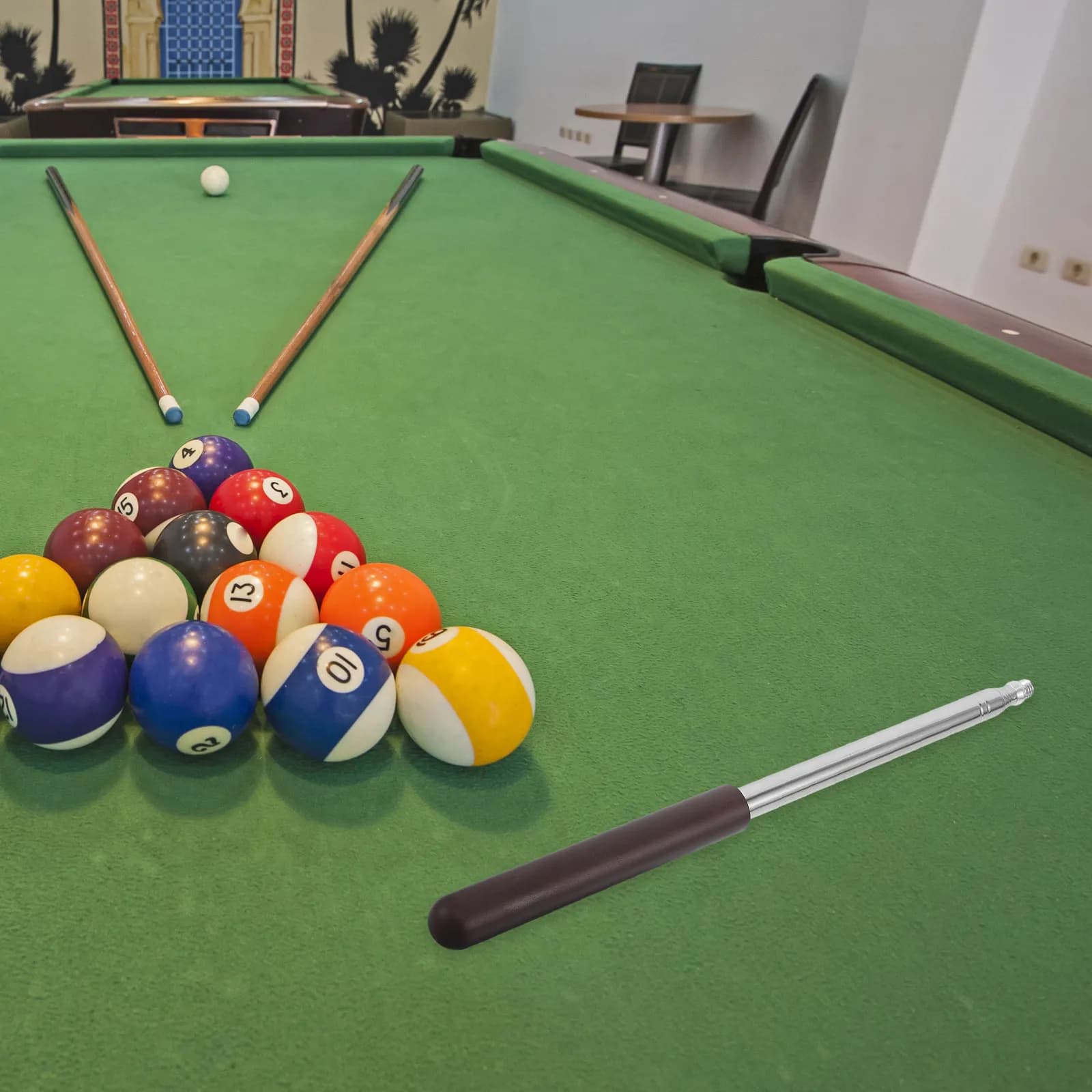 Puntello Telescopico per Stecca da Biliardo, Estensibile 14-63 Pollici, Lunghezza Regolabile, Impugnatura in Legno, Supporto per Stecca da Pool e Snooker