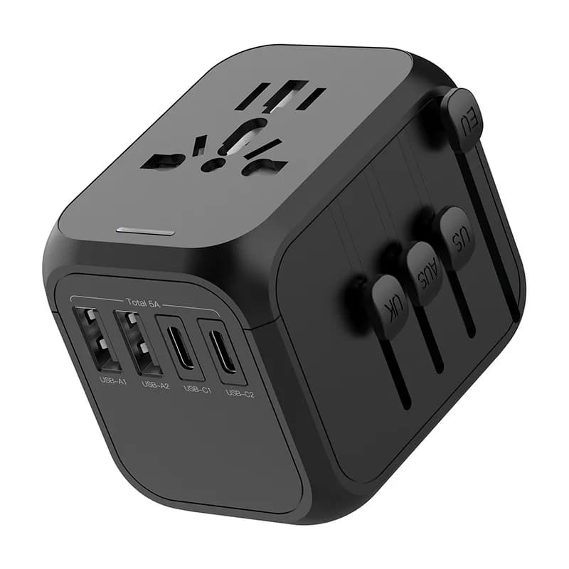 International Travel Adapter with 2 USB and 2 type c power adapters for fast charging EU/UK/US/Australia travel plugs