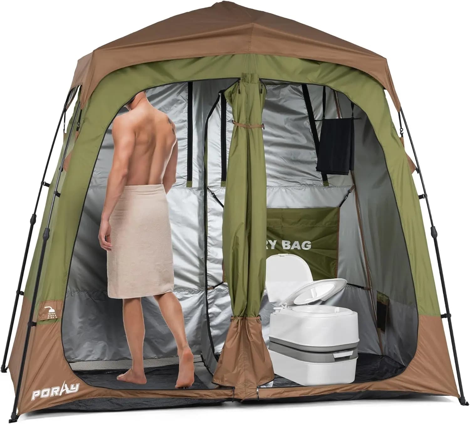 Tenda Doccia da Campeggio Deluxe: Riparo Istantaneo per la Privacy con Scarico a Pavimento, Doppio Spazio per Spiaggia ed Escursioni