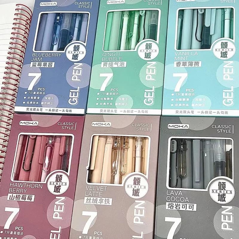 7 pieces/box 0.5 mm minimalist transparent gel pen, fashionable, creative and multifunctional office signature pen