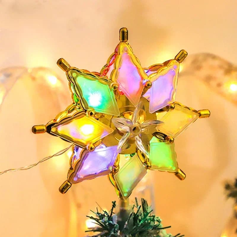Christmas Light Gold Star Tree Topper LED Christmas Decoration Lamp Christmas Tree Overhead Star Lights Festival Lantern