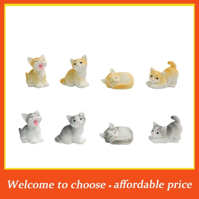 TS 1PC Nuovo Ornamento Gatto in Resina Fai-da-te per Micro Paesaggi, Decorazione Casa, Statuetta Gattino, Miniatura Animale per Giardino delle Fate e Casa delle Bambole