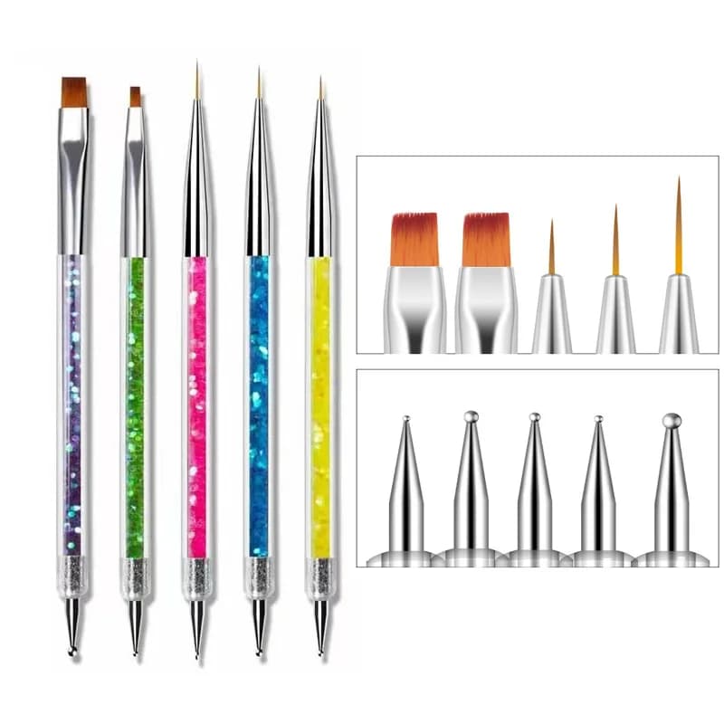 5Pcs Nails Art Dotting Pen Nails Brushes For Nails Art Accessories Tools Kits Nail Supplies For Professionals Manicure Set