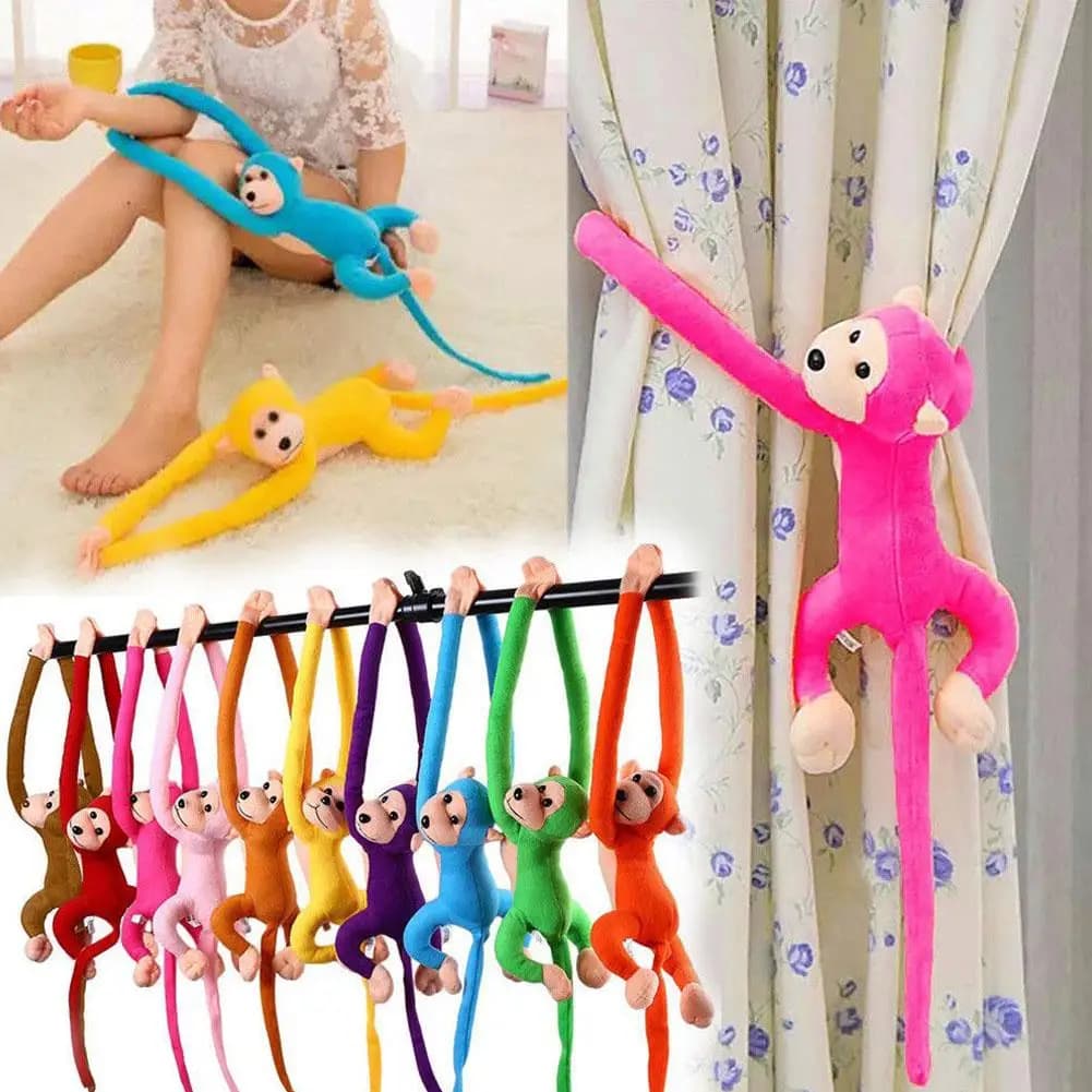 Peluche Scimmia a Braccia Lunghe, Fermacurtain a Forma di Scimmia, Simpatico Pupazzo Imbottito per Decorazione Cameretta Bambini, Regalo di Compleanno