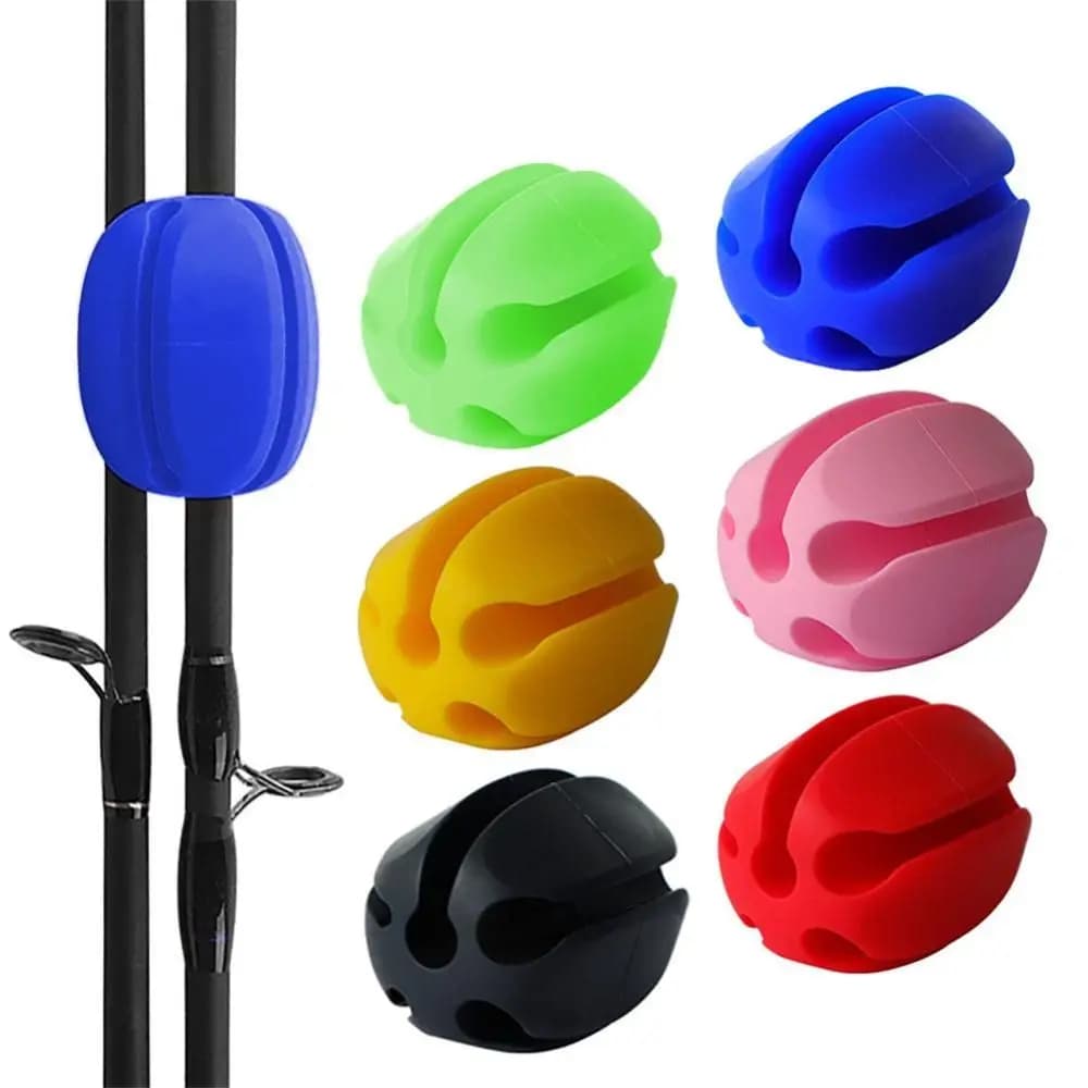 2 piece silicone fishing rod straps for fishing gear light to 5 holes Fishing accessories Fishing rod tie