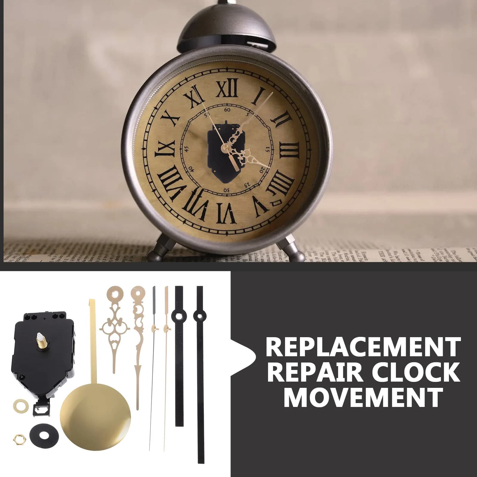 1 set Kit Meccanismo Fai da Te, Ricambi per Movimento Orologio ad Alta Coppia, Meccanismo per Orologio da Parete in Metallo, Riparazione e Sostituzione per Fai da Te