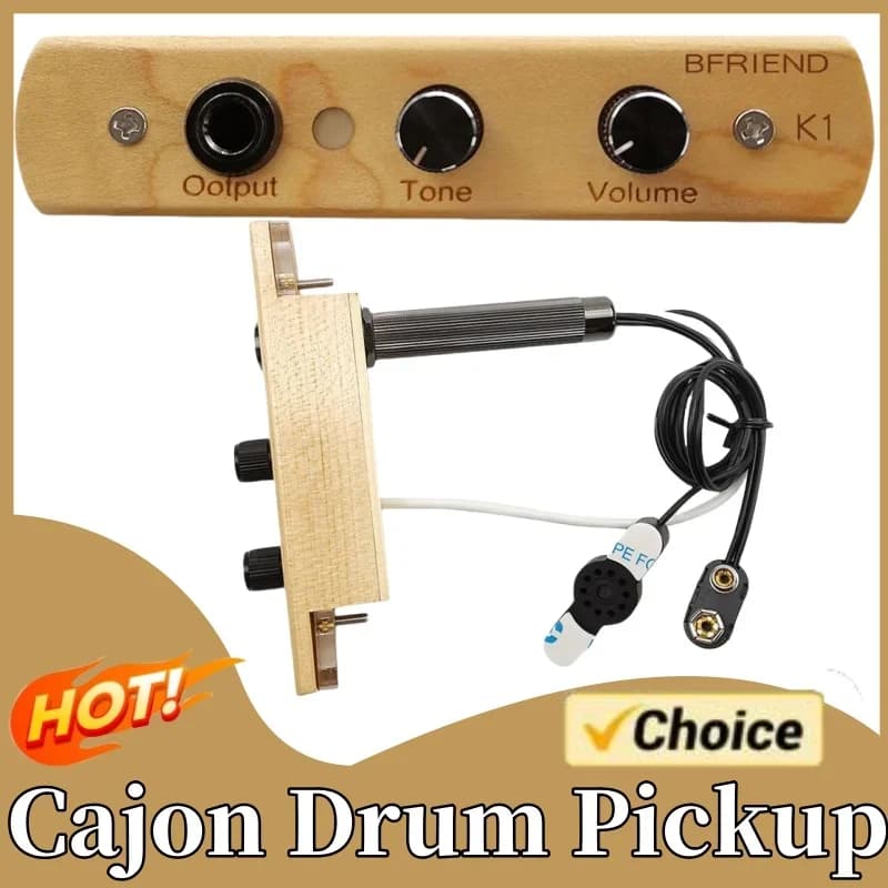 Pickup per batteria Cajon con controllo del volume del tono Preamplificatore per batteria a scatola Cajon/jack di uscita per pick-up Sistema di raccolta elettronico per batteria a scatola