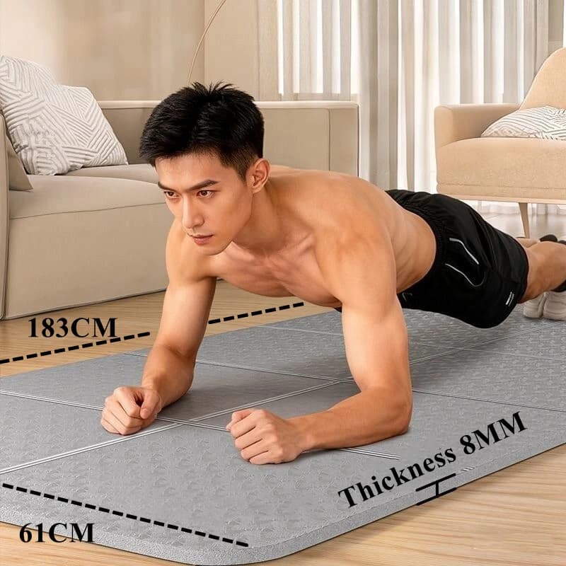 Tappetino pieghevole 183x61x0.8 cm Tappetino per esercizi ecologico Pilates Allenamenti sul pavimento Tappetino yoga pieghevole Double-Sided antiscivolo Viaggio Fitness
