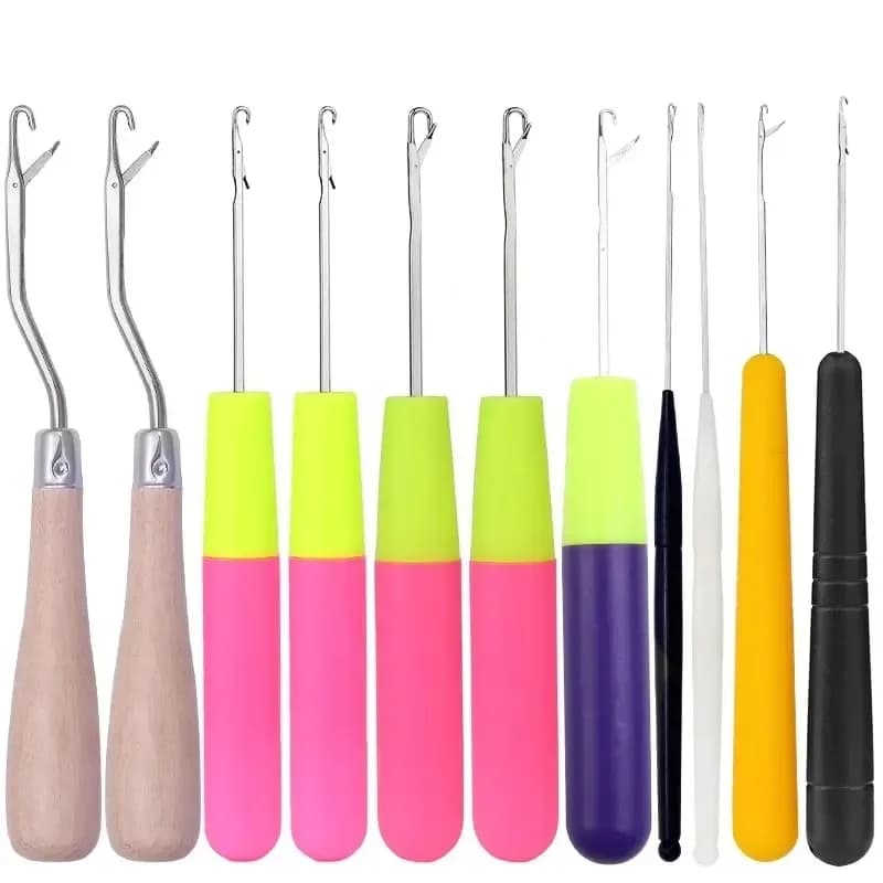 FELE Tessuto dei capelli Uncinetto Ago Chiusura Uncinetto Parrucche Maglieria Estensioni dei capelli Styling Tappeti Strumenti di riparazione Treccia artigianale