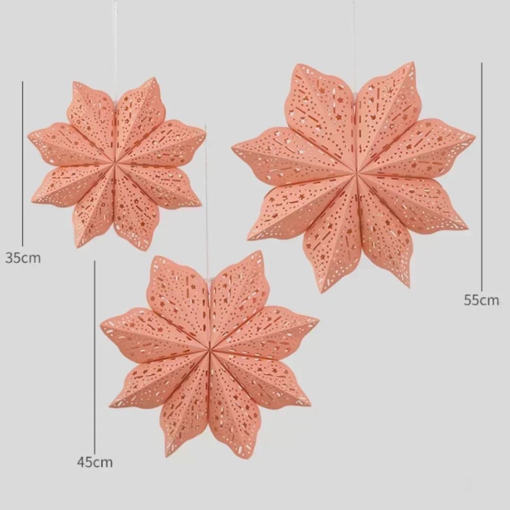 Christmas Decor Origami Snowflake Paper-cut Patterns Fold-and-stick Construction Vibrant Hues Pink,Red,Yellow Christmas Party