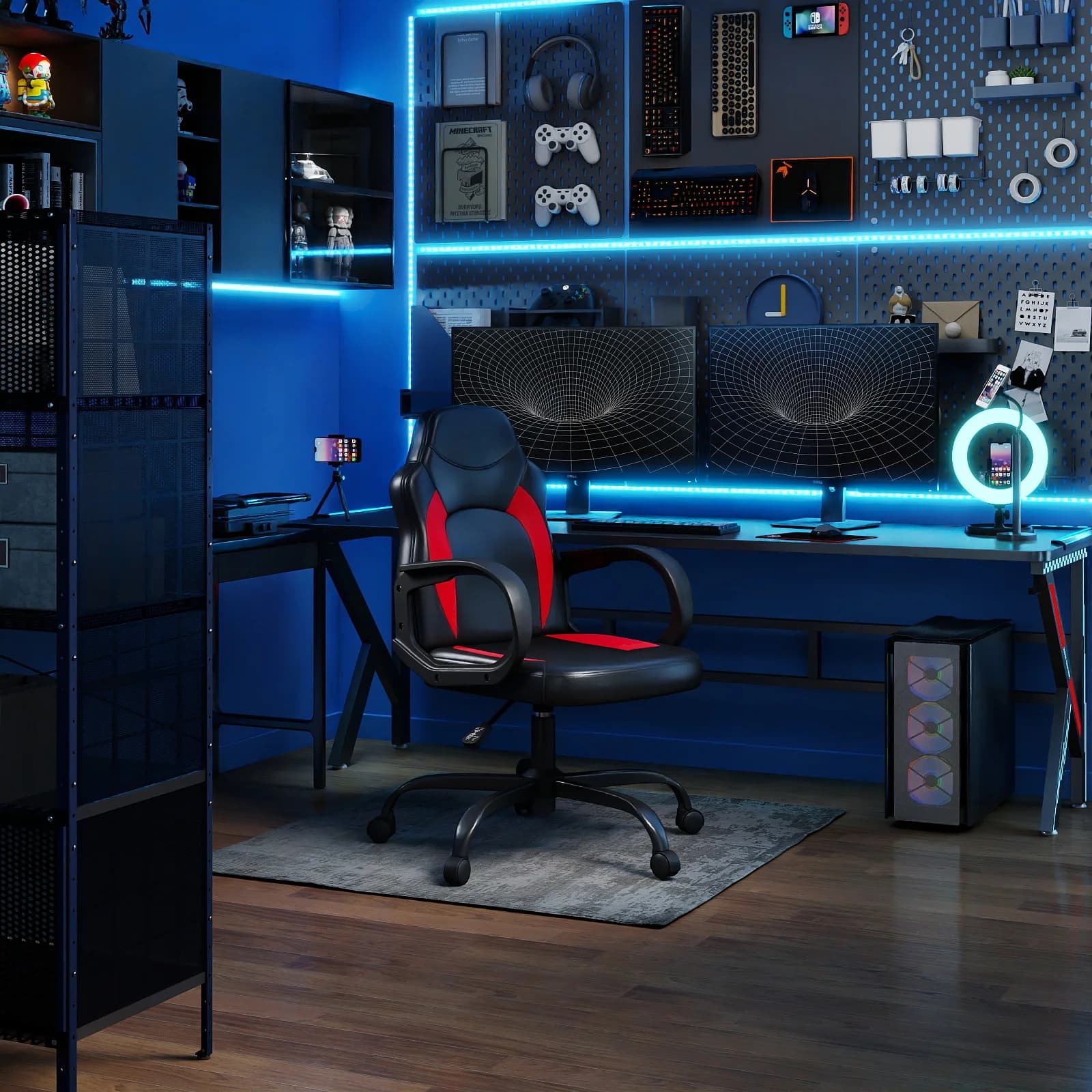 Sedia da gioco ergonomica con sedia da ufficio girevole regolabile in pelle PU per studio domestico