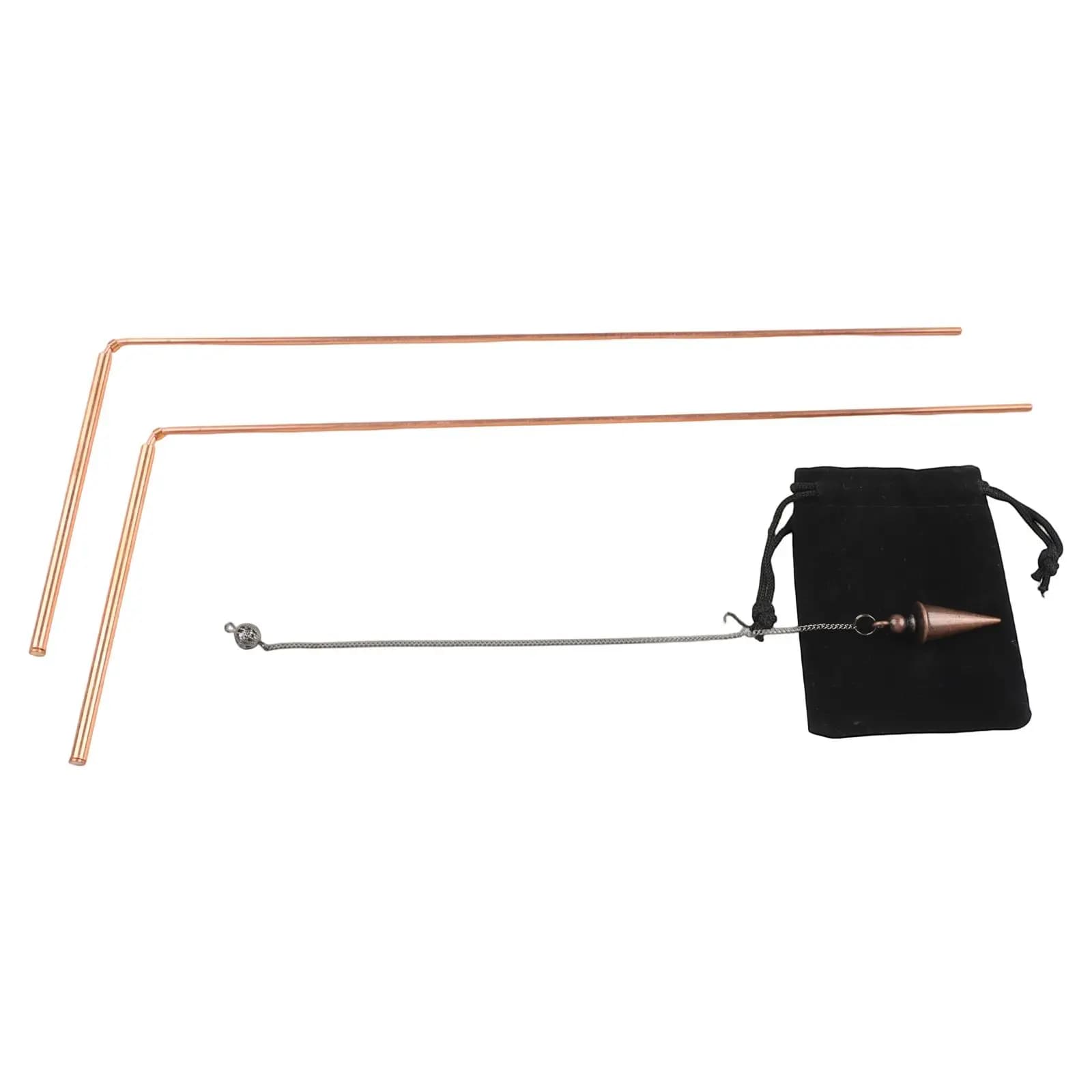 Set di 2 Pezzi: Bacchette per Rabdomanzia in Rame 99,9% e Kit Pendolo in Rame per Divinazione, Accessori Strumentali Staccabili