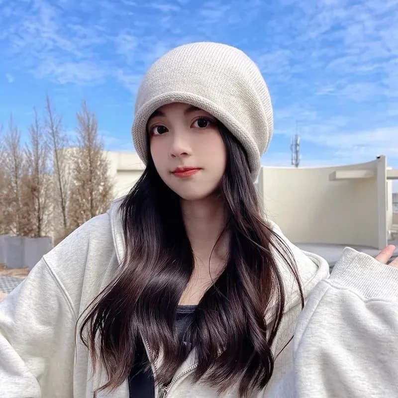 Women's Knitted Headphones Winter Warm Baggy Slouchy Berretti Women's Fashion Pullover Hat with Drawstring Cold Hats for Women Winter