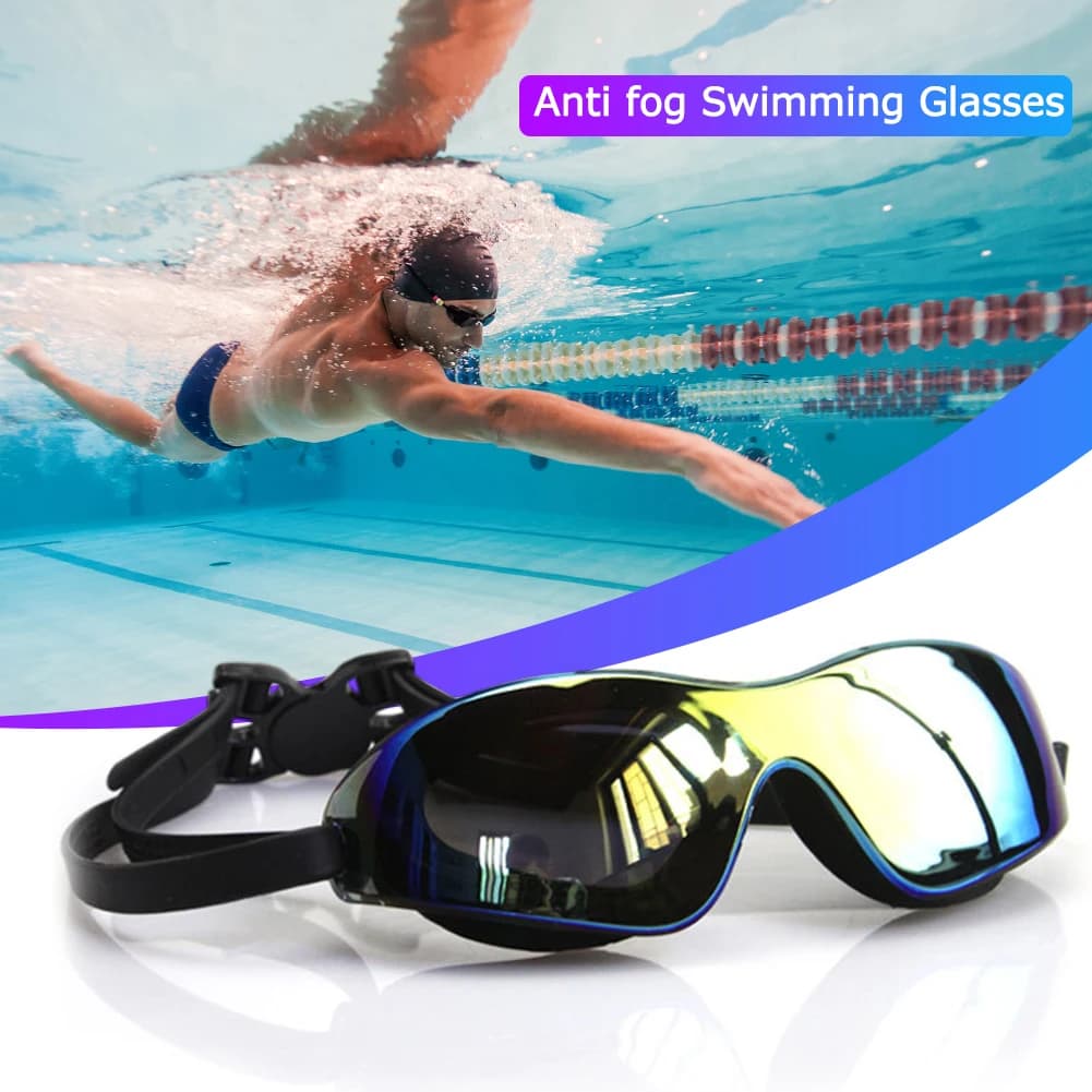 Electroplated Dive Glasses Anti-fog, Adjustable Swimming Glasses for Pool, Professional Sports Glasses Without Lost