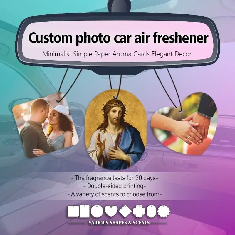 Confezione da 50 Deodoranti per Auto Personalizzabili, Cartoncini Profumati per Interni, Perfetti per Promozioni Aziendali e Regali per Veicoli