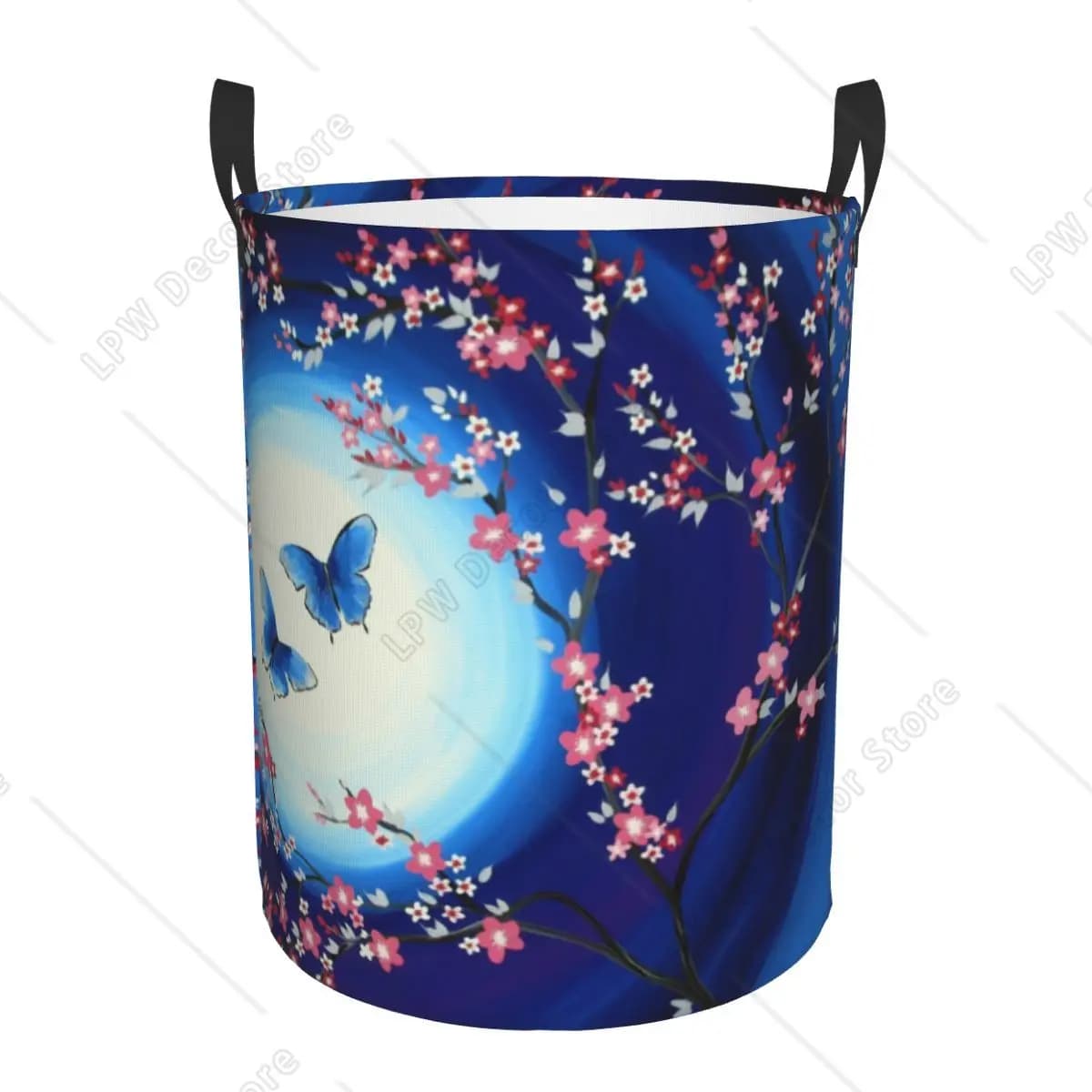 Cesto per Bucato Pieghevole con Fiori di Ciliegio e Farfalle Giapponesi, Contenitore per Vestiti e Giocattoli per Bambini