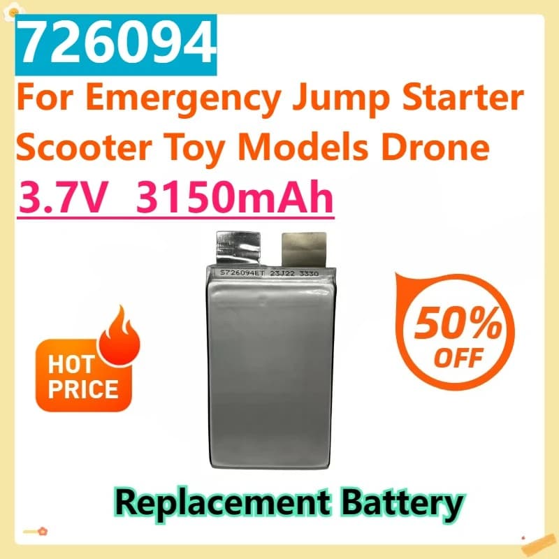 Per i modelli giocattolo dello scooter di avviamento di emergenza Drone 726094 90C-180C 3.7V 3150mAh Batteria di alimentazione