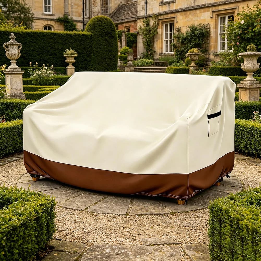 Copertura impermeabile 420D per divano da esterno, copertura protettiva antipolvere in tessuto Oxford per mobili da giardino a 2 posti