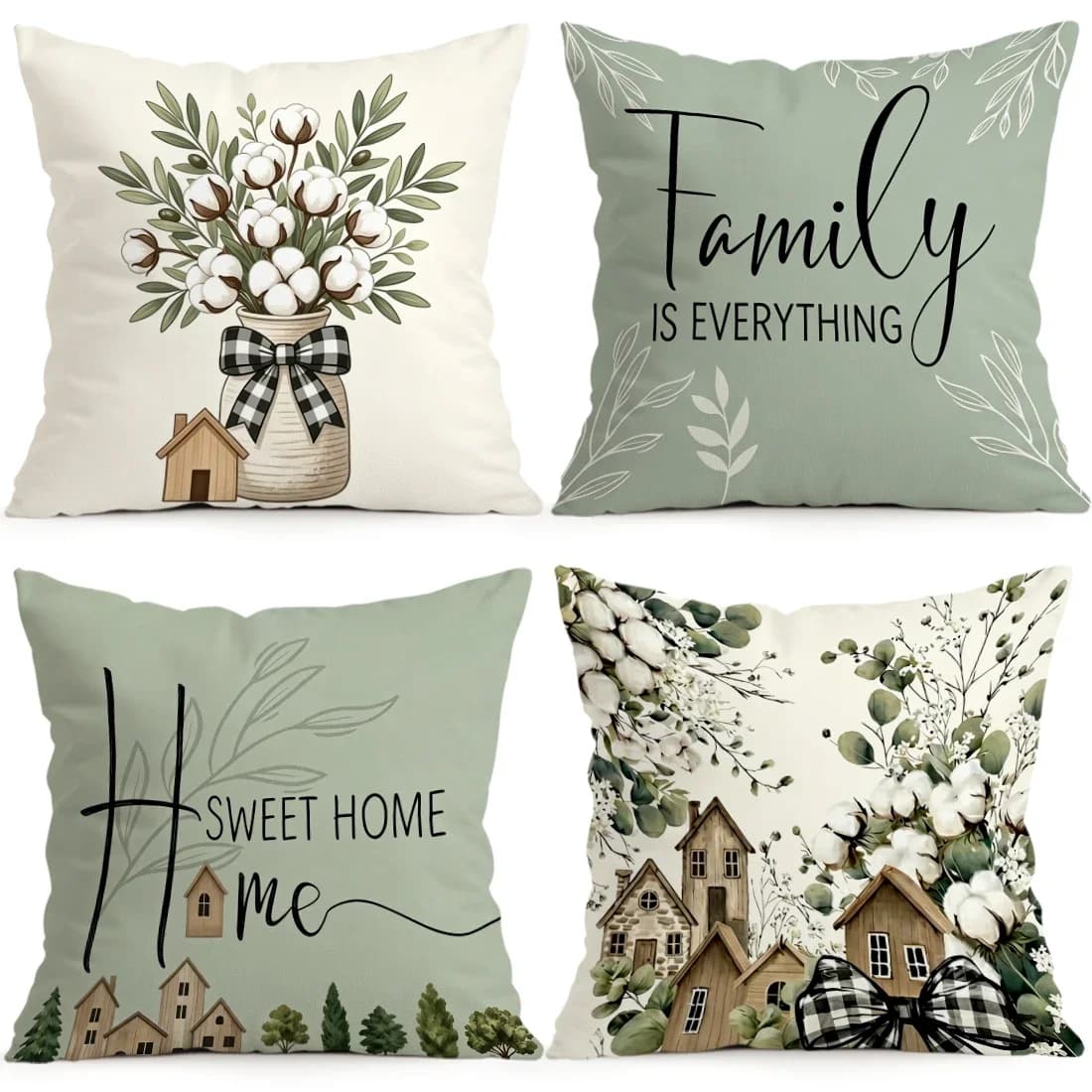 1pcs/4pcs Pastoral Floral Text Design Cushions Pillowcase Polyester Cushion Cover Throw Pillow Pillowcover Home Car Sofa Decor
