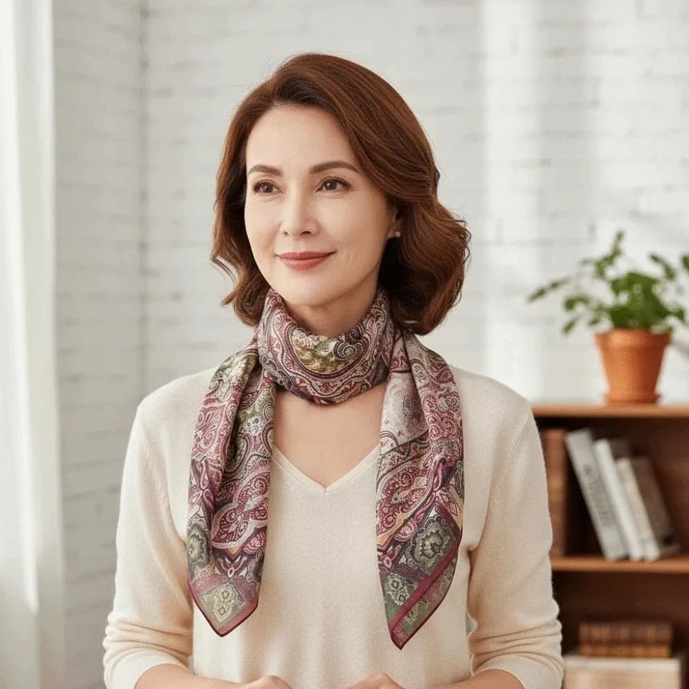 Foulard quadrato traspirante per mamma, protezione solare, leggero, stampato su entrambi i lati, in seta, con design personalizzato