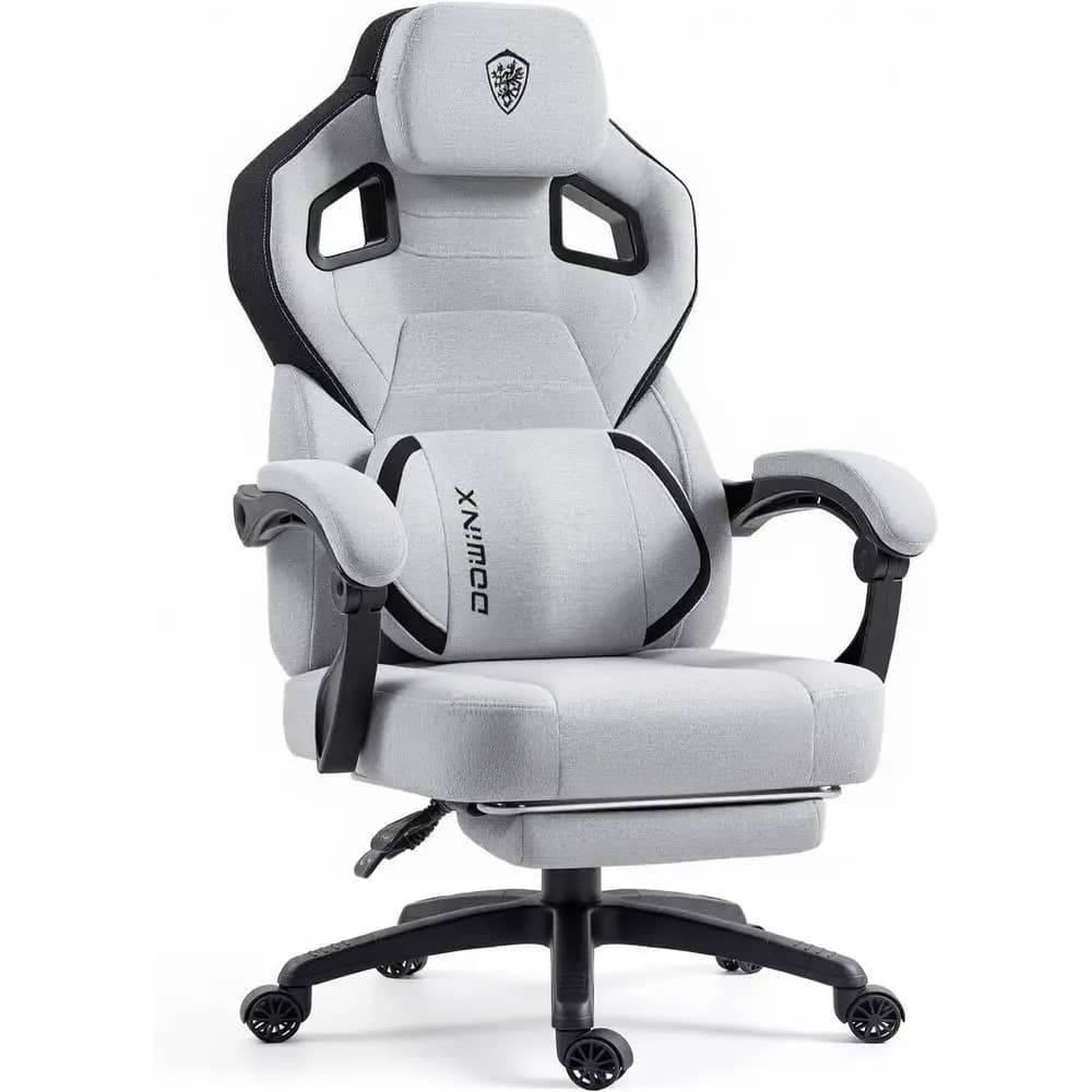 Big and Tall Gaming Chair with ootrest, Gray | Breathable woven abric with lumbar support and extra-wide seat back; big-and-tall