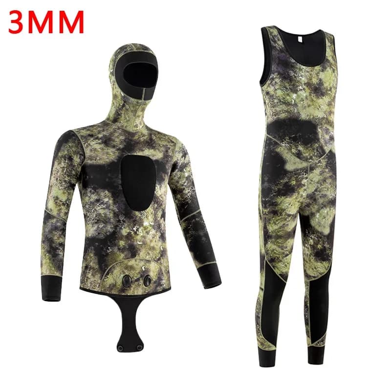 Muta Subacquea Flessibile da Uomo per Immersioni Profonde, Calda e Antifreddo, 3-5MM, Monopezzo, per Snorkeling Libero, con Motivo Mimetico, per Pesca e Caccia